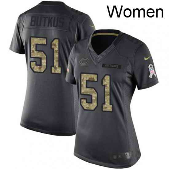 Womens Nike Chicago Bears 51 Dick Butkus Limited Black 2016 Salute to Service NFL Jersey